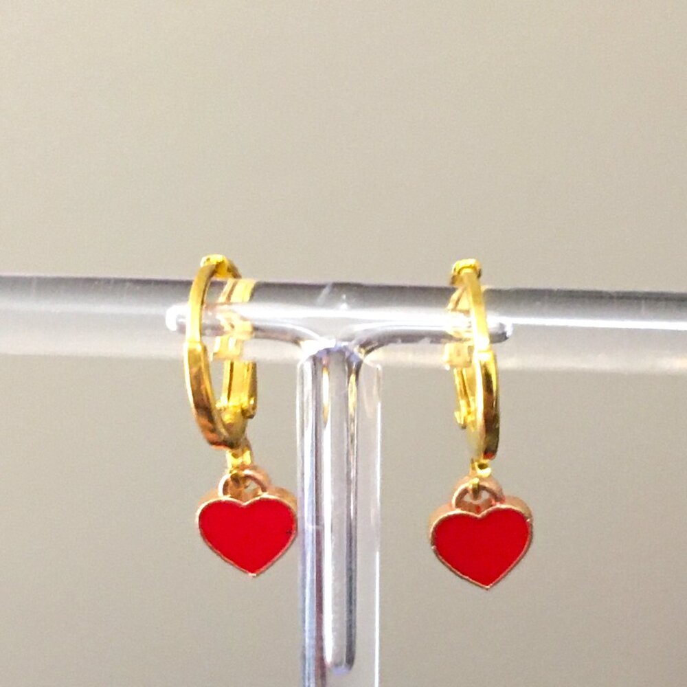 Handmade Tiny Heart Lever Back Earrings- Choose Your Color.
